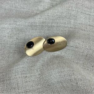 Vintage PAT PEND signed Gold Tone with Black Stone Cufflinks